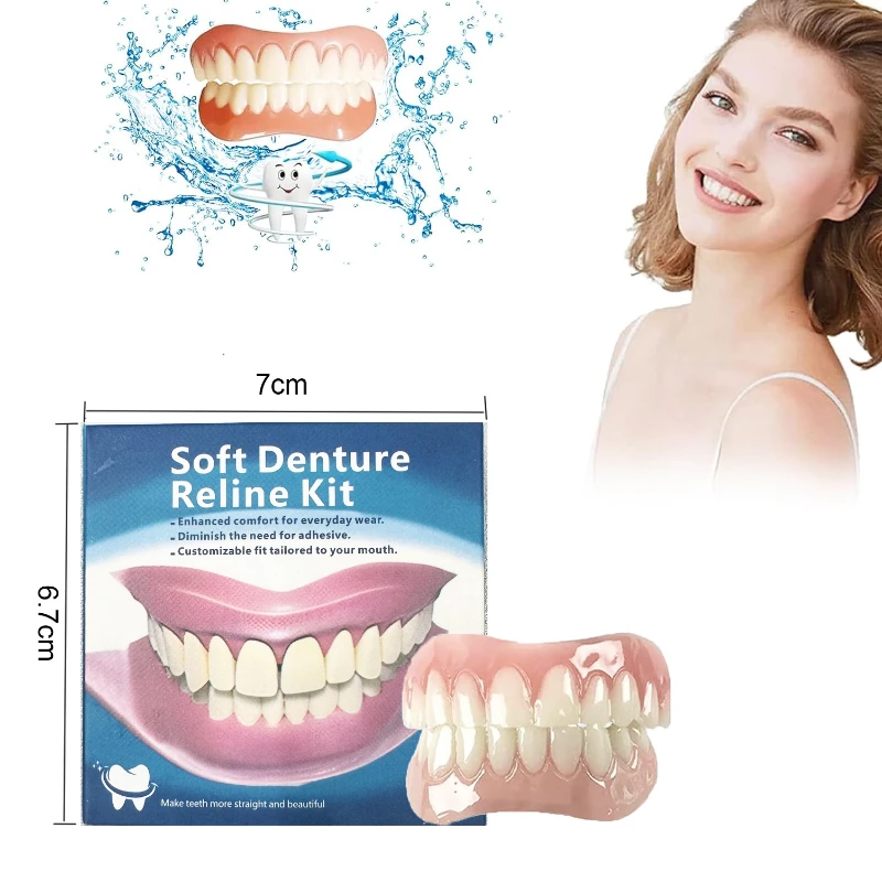 Kit de prothèse dentaire en Silicone, doublures en Silicone, Kit souple pour prothèse dentaire, ensemble supérieur et inférieur, facile à utiliser, soins dentaires