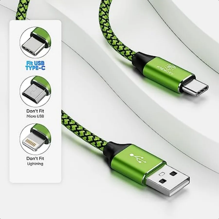 USB نوع C كابل 5 حزمة 10ft USB A إلى نوع C كابل 10 أقدام اضافية طويلة شحن سريع نوع C الحبل شاحن الهاتف لسامسونج غالاكسي