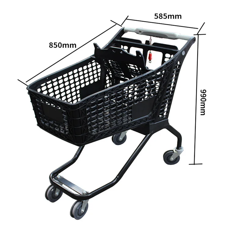 شعار مخصص عربة التسوق البلاستيكية 180L للطي عربة سوبر ماركت كبيرة عربات التسوق البقالة البلاستيكية