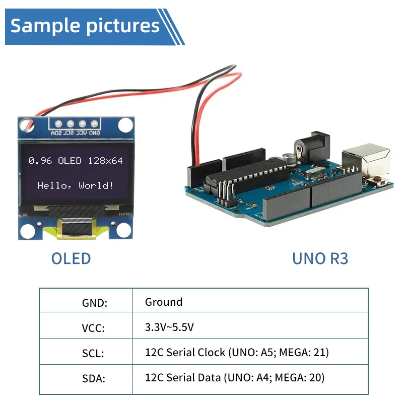 1-10PCS 0.96 Inch OLED Display Module I2C IIC SPI Serial 128X64 SSD1306 LCD 3.3-5V 4 Pin White/Blue/Yellow Blue for Arduino XCW image 6
