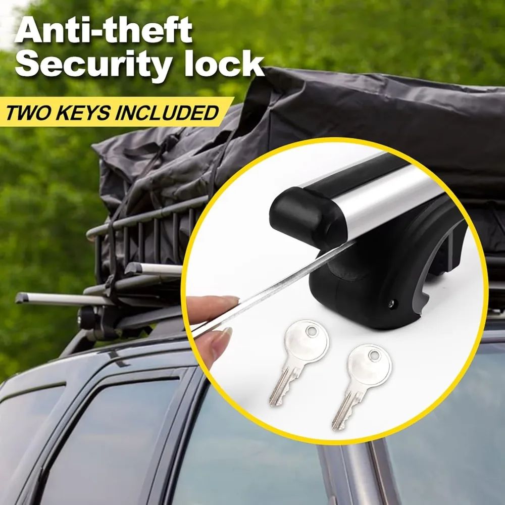 Universal Car Roof Rack Cross Bars 56" Aero Aluminum Adjustable for Most Vehicles with Raised Side Rails, 200 lbs Load Capacity