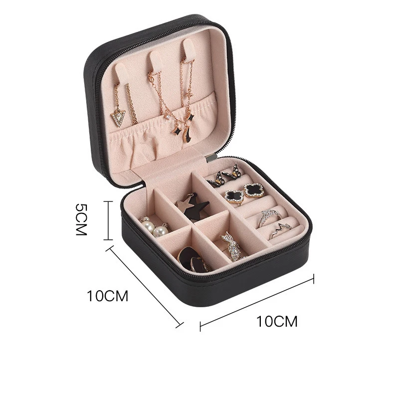 Mini Cosmetic Case Jewelry Storage Box Jewelry Case Leather Storage Earrings Necklace Ring Lipstick Organizer Travel Makeup Bag