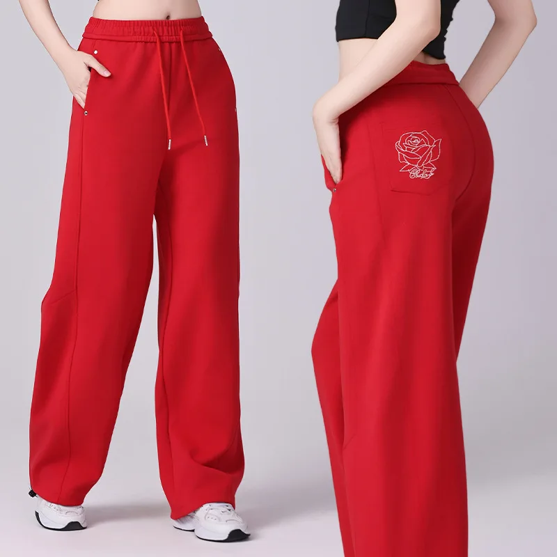 New Scimitar Pants Autumn and Winter Sports Dance Trousers Straight Loose Wide-footed Banana Trousers