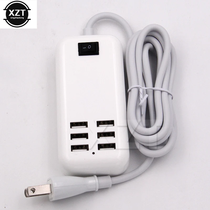 6 USB Hub EU US Plug 6 Ports USB Charger 5V 3A Wall Adapter Mobile Phone Charging For iPhone iPad Samsung With Switcher