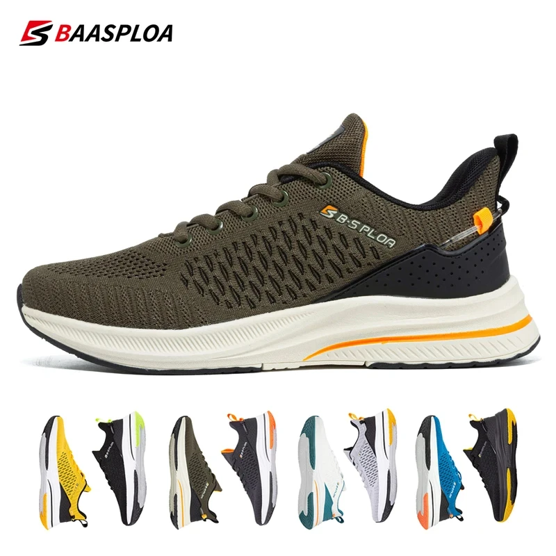 Baasploa Lightweight Running Shoes For Men 2023 Men\'s Designer Mesh Casual Sneakers Lace-Up Male Outdoor Sports Tennis Shoe