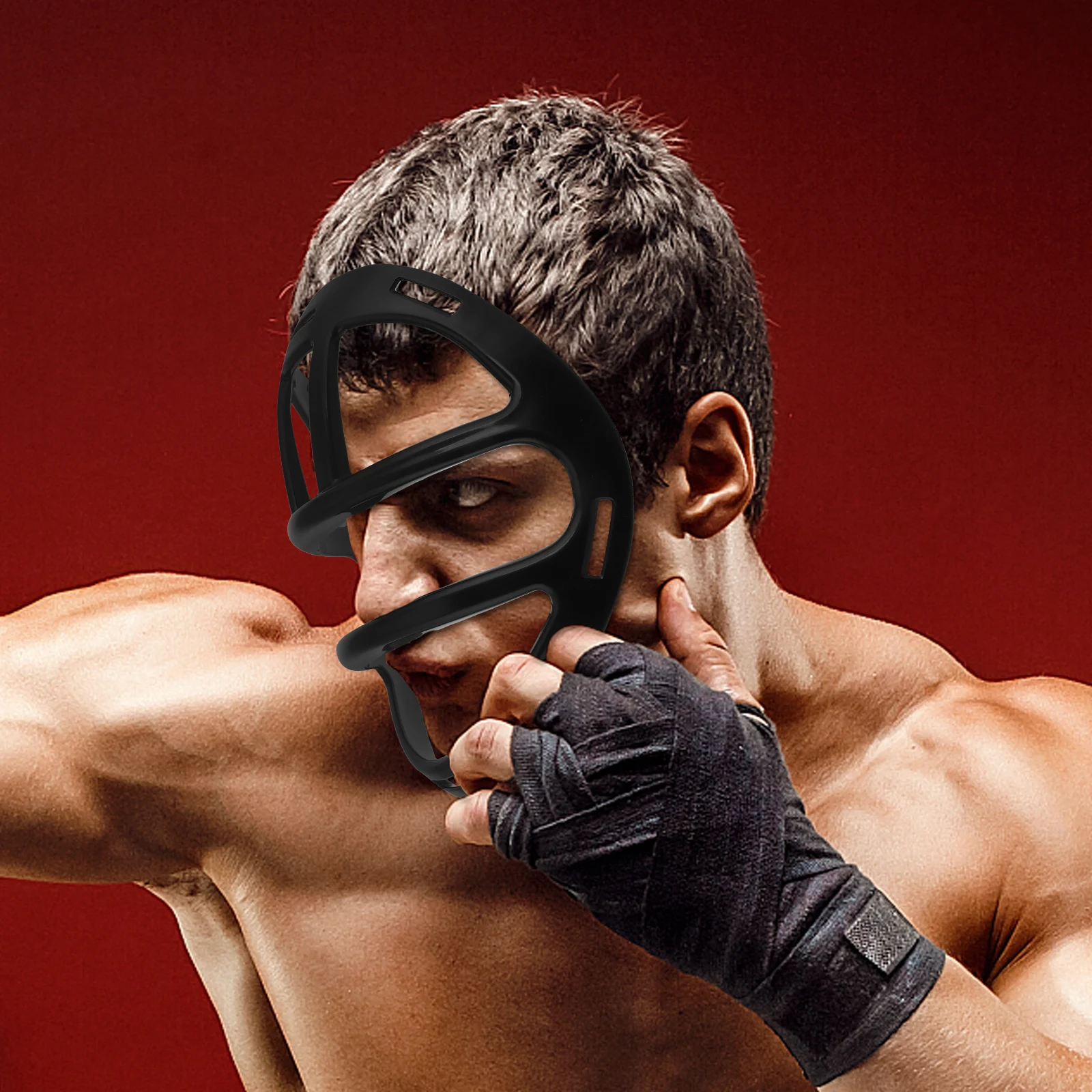 

Adult Sports Protective Headgear Thai Durable Comfortable Face Guard Boxing Nose Mask Unique Monkey Design Lightweight