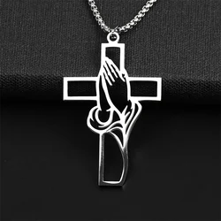 Christian Bible Cross Chain Necklace Stainless Steel pendant Necklace for Men Religious Prayer Jesus Jewelry Jewelry Gift corren