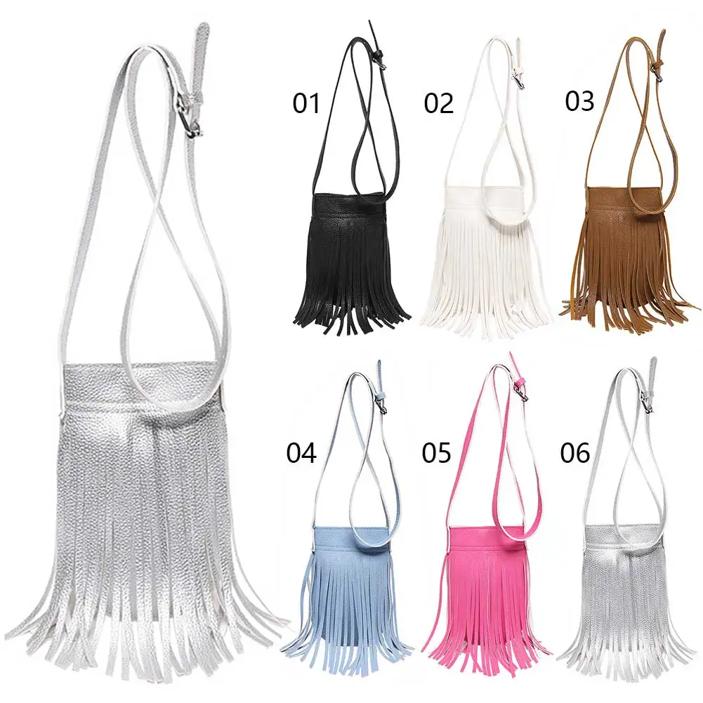 

Fashion Fringe Purse PU Leather Trendy Crossbody Bag Solid Color Envelope Bag for Women and Girls