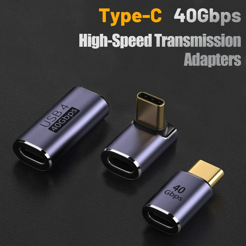 2025 NEW USB Type-C Adapter For Macbook, 90 Degree Quick Charge Converter Male To Female 100W 40gbps PD Data Transfer