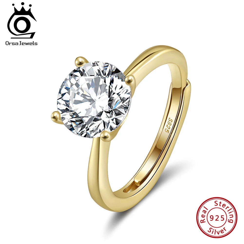 

ORSA JEWELS Minimalist Women's Wedding Rings with 8A Cubic Zirconia Simple Elegant Shiny Finger Bands Ring Jewelry Gift LZR37