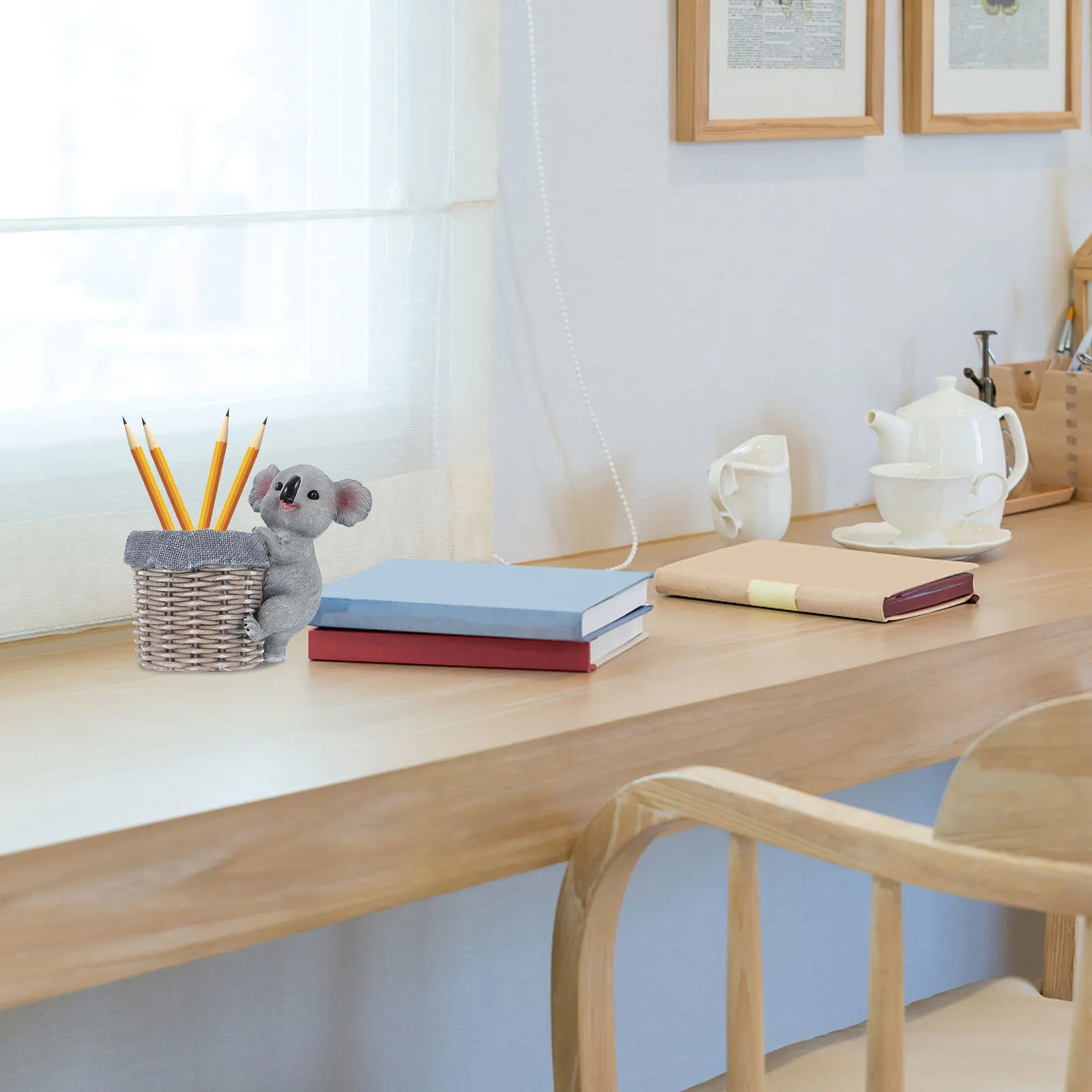 

1Pcs Creative Resin Koala Pen Holder 3D Animal Shape Desktop Organization Storage Container Resin Pen Holder Storage Bucket