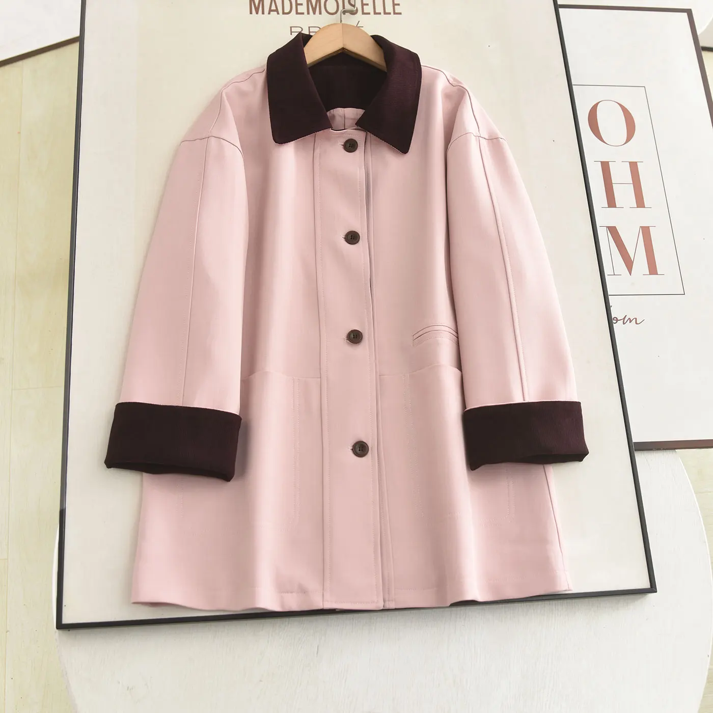 

Новинка! Длинное пальто Ele Barn Sle Color Blo с воротником для женщин: повседневное, свободного кроя, омолаживающий эффект.