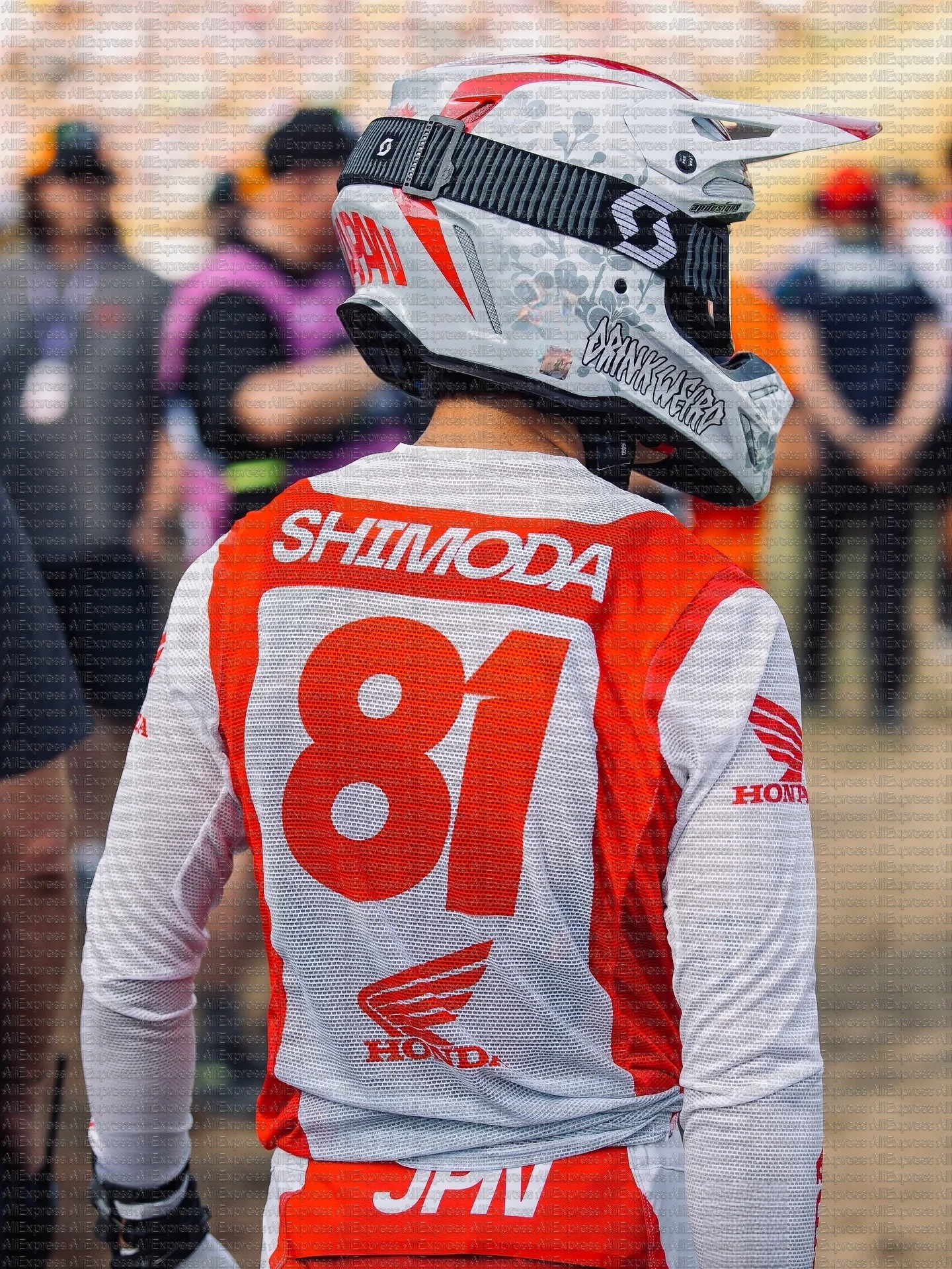 Honda #81 SHIMODA Off-road Motorcycle Jersey Long Sleeve T-Shirt Breathable Quick Dry Printed Pattern for Mountain Bike Racing