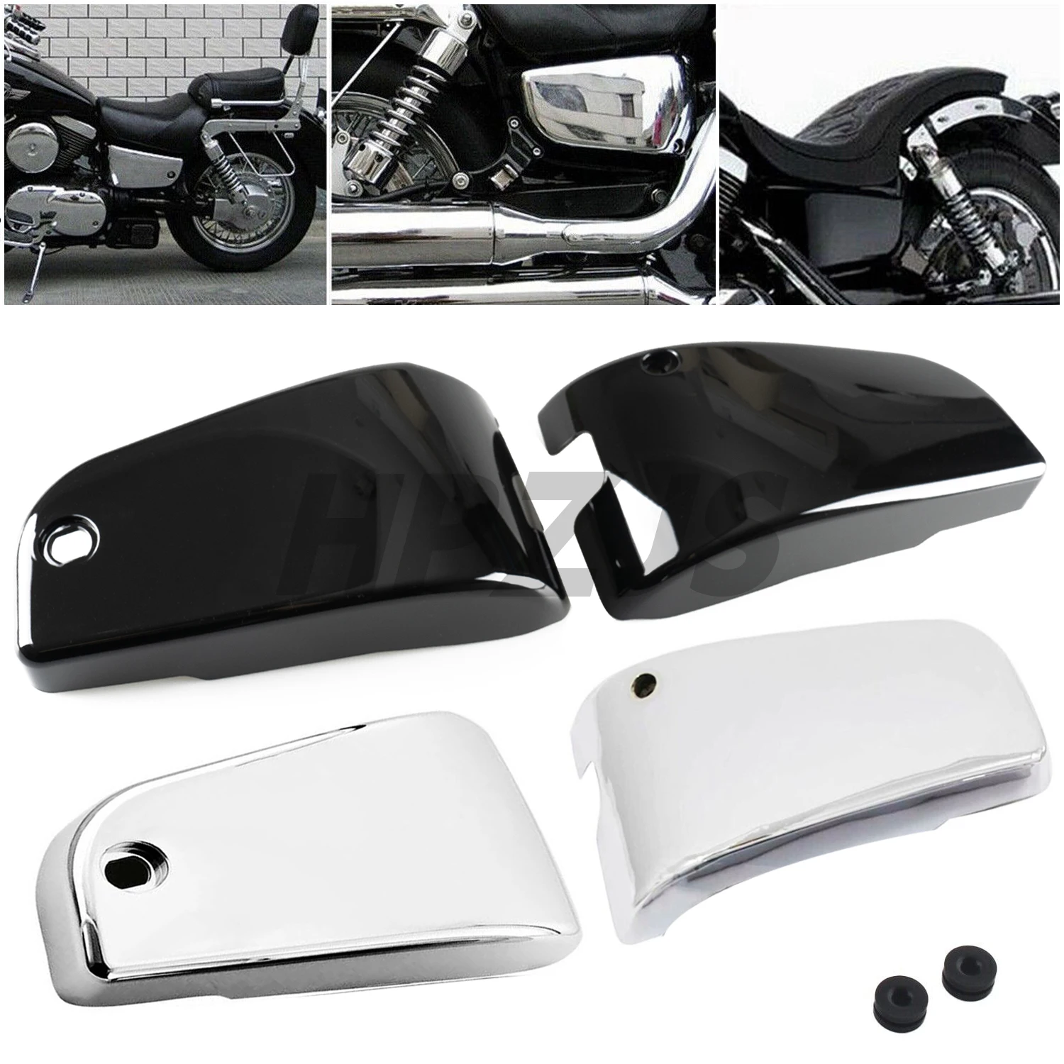 

For Kawasaki Vulcan 1500 VN1500 Classic Nomad 1996-2017 Motorcycle Accessories Fairing Battery Side Covers Gloss Black/Chrome