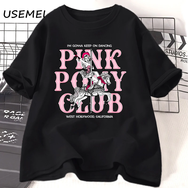 Roze Pony Club T-Shirt Midwest Prinses Country Muziek T-Shirt Vrouwen Katoen Vintage Korte Mouw Tshirt Vrouwelijke Kleding T-Shirts