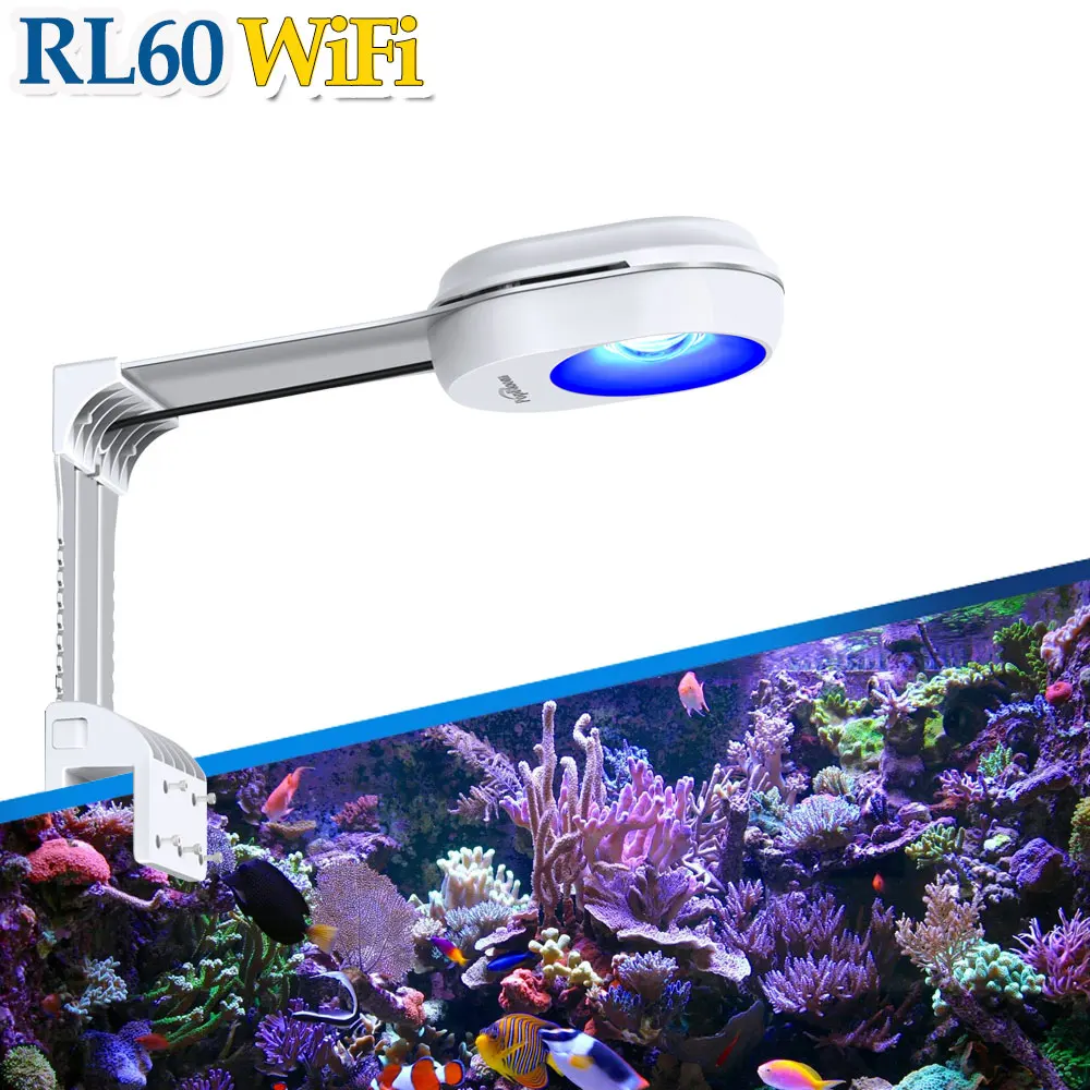 

PopBloom RL60 WiFi App Phone Control Full Spectrum Saltwater Marine LED Aquarium Light for Coral Reef Fish Tank, Include Mount