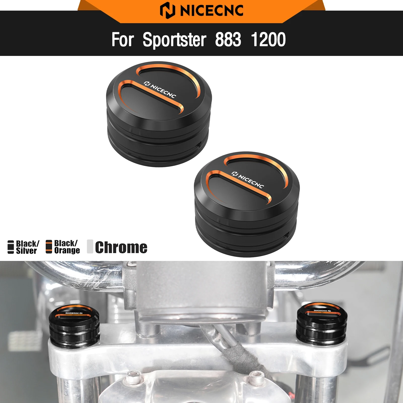

For Harley Sportster 883 Super Low XL883L 2014-2020 Upper Fork Stem Covers Sportster 1200 Custom XL1200C Iron 883 1200 XL1200XS