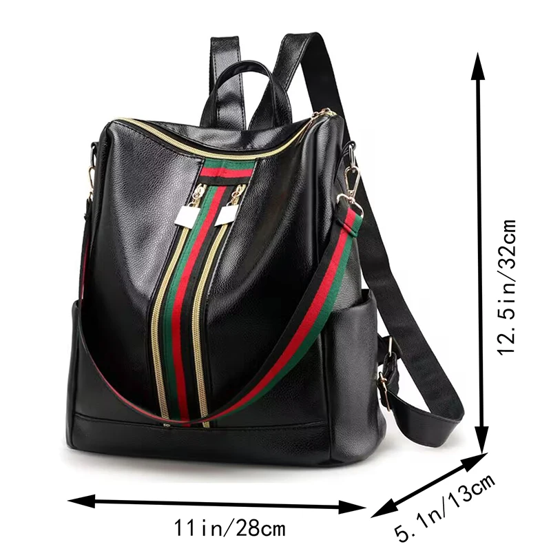 Chic Multi-way Backpack for Daily Travel Stylish Striped-detail Lightweight Versatile Spacious Casual Functional Fashion Bag