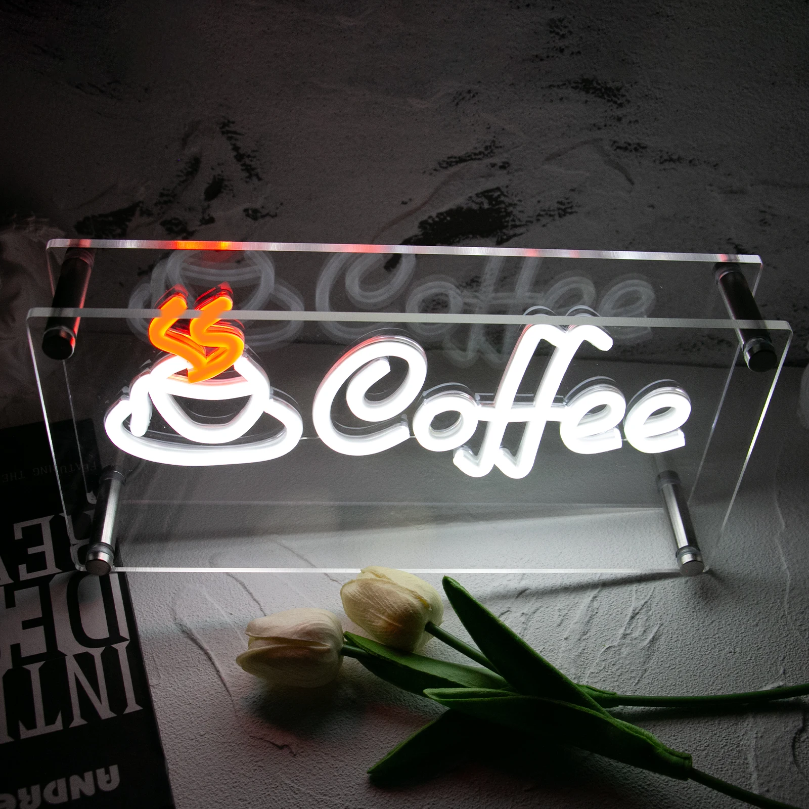 Coffee Shop Neon Sign LED Acrylic Night Lights Desk Sign-USB Home Room Party Club Decor Store Art Decoration Birght Panel Lamps