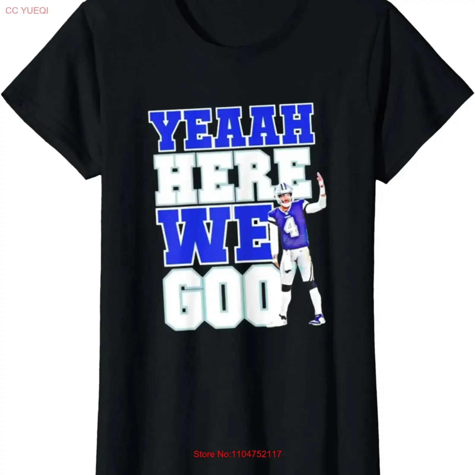 Yeah Here We Go American Futball 4 Sport Player Cool Ladies' Crewneck T Shirt long or short sleeves vintage Washed Breathable