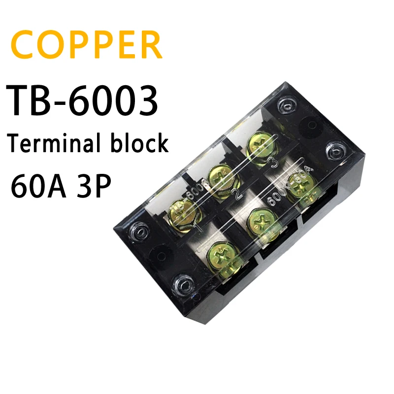 

TB-6003 Electric Fixed Type Connection Terminal Block Dual Row with screws Connector Plate TBC-603 60A