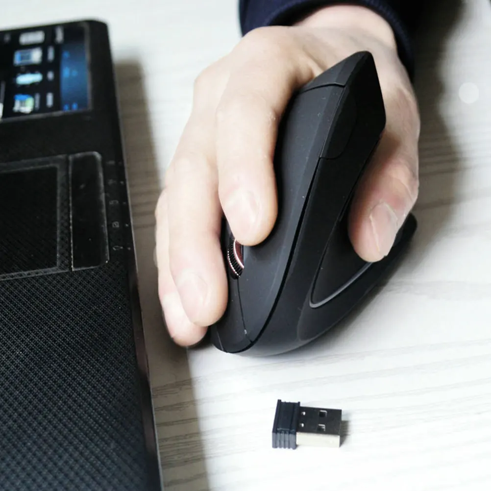 

1Pcs Wireless Vertical Mouse Ergonomic Comfortable Dry-Cell Wrist Support for Long Use Black Vertical Mouse