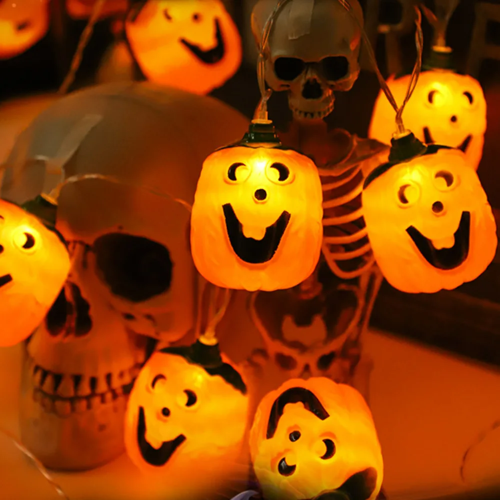 تزيين احتفالي الهالوين الجديد لعام 2025، أضواء سلسلة اليقطين المضحكة، إضاءة زخرفية لحلي العطلات، لا تتضمن البطارية