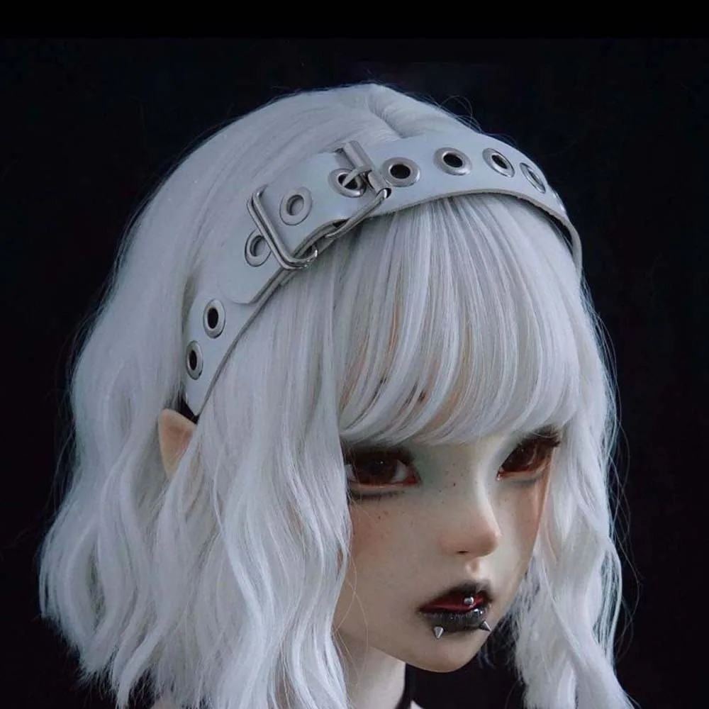 

Subculture Hollow Out Steampunk Hair Hoop Rock-inspired Gothic Punk Rivet Headband Headpiece Y2K Leather Buckle Hairband Women