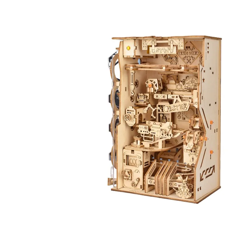 For three-dimensional puzzle wooden building block ball track difficult DIY hand-assembled model adult decompression toy