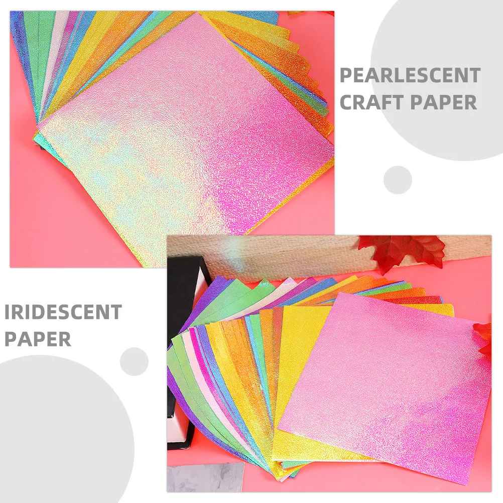 200Sheets Pearlescent Origami Paper Shiny Square Sheets 15Cm Colorful Craft Folding Art for DIY Projects Crane Making