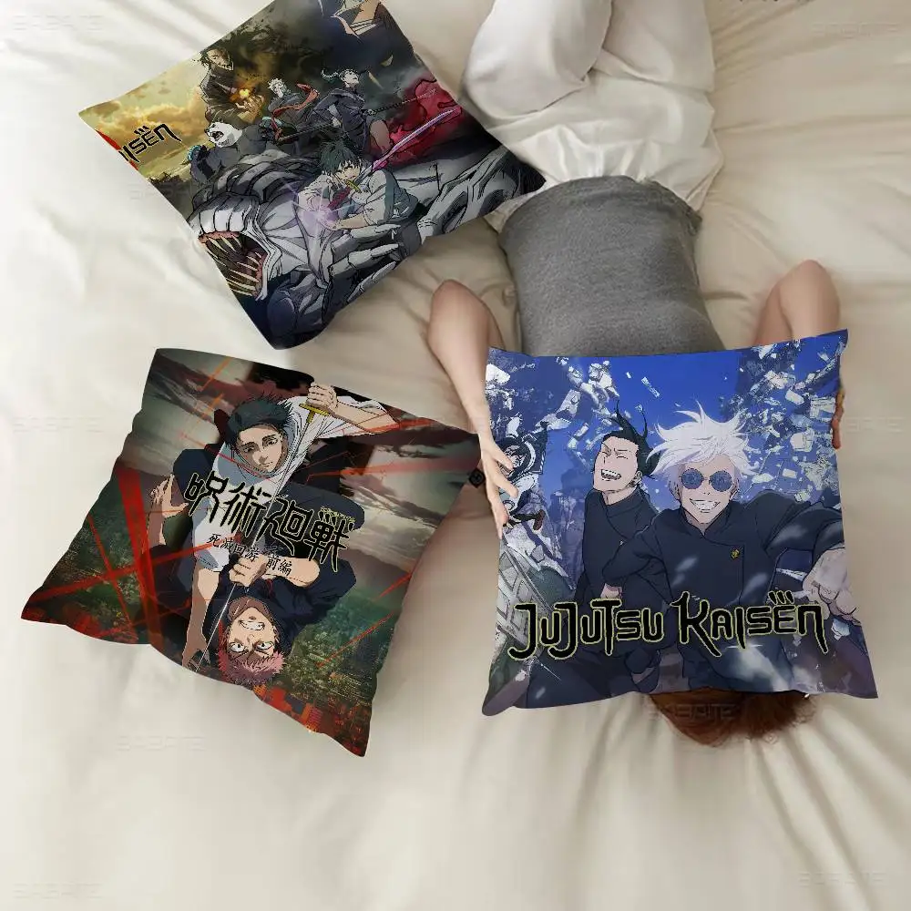 Popular Anime J-jujutsu K-kaisen Cushion Cover Car Throw Pillow Case For Sofa Car Christmas Gift 40x40cm 45x45cm