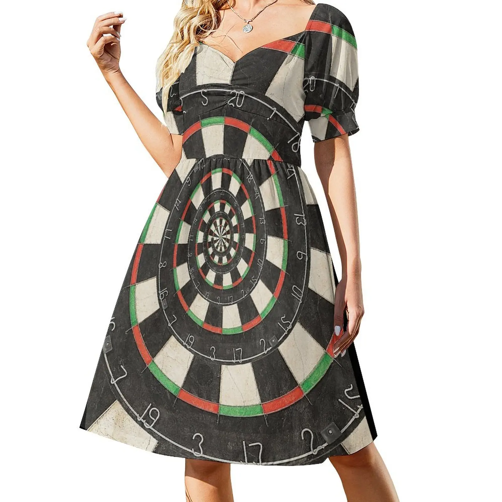 

Spiral Dart Board Droste Effect Short Sleeved Dress long dress women summer Dresses prom clothes Dress