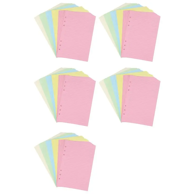 

Цветные перфорированные вкладыши формата А5 с 6 отверстиями, 5 цветов, для планеров, 250 листов