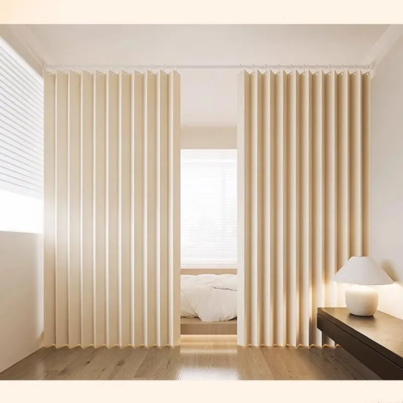 Foldable Divider Curtain Semi Transparent Soft Light Permeable Keep Bright with Hooks for Small Space Dark Hall Divide Area Main