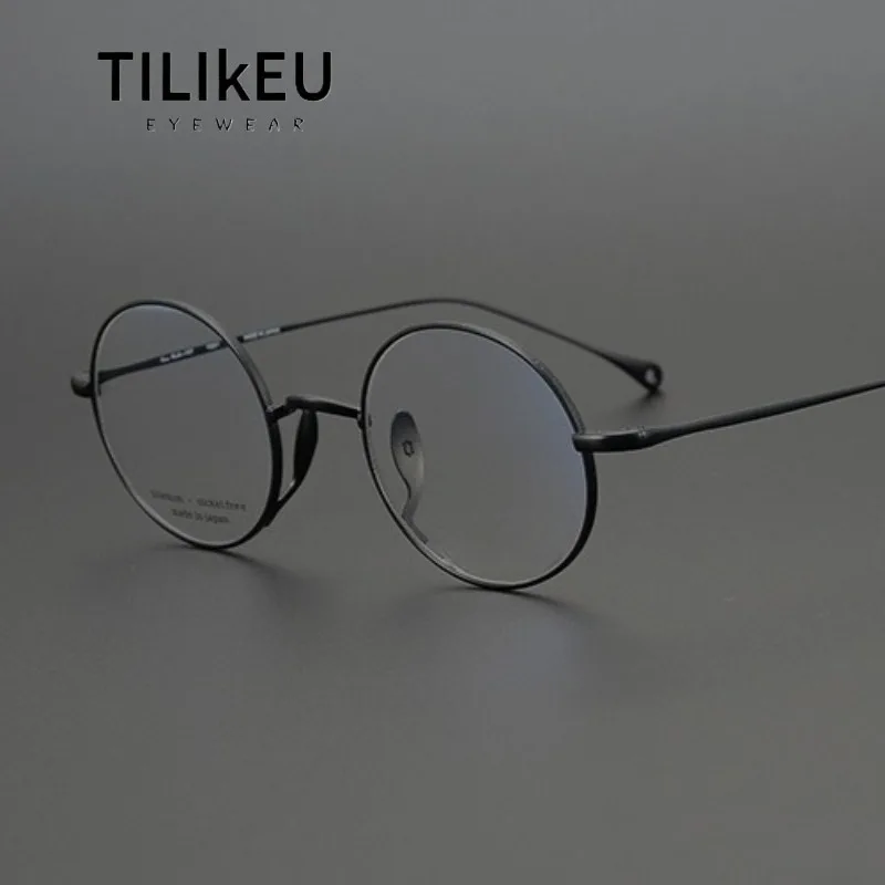 

Сверхлегкие круглые оправы для очков из чистого титана, минималистичный цельный дизайн носовой подушечки, очки унисекс, японские дизайнерские очки