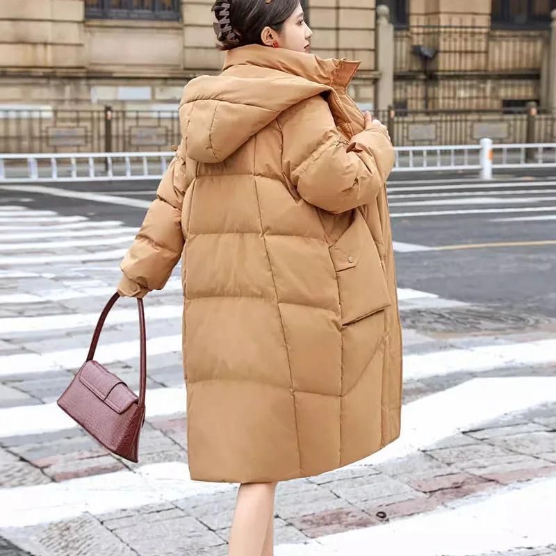 

High-Quality Women's Parker Down Jacket 2025 New Winter Warm Hooded Stylish Thickened White Duck Down Women's Down Jacket H433