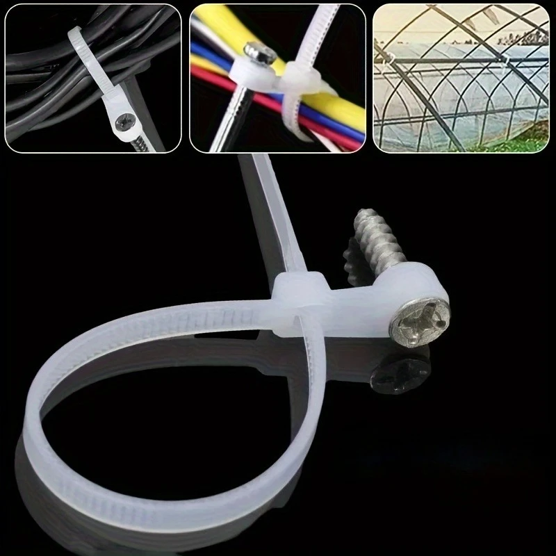 Screw hole zip ties, multi-purpose heavy-duty adjustable self-locking zip ties,   organizer straps DIY fastening rings
