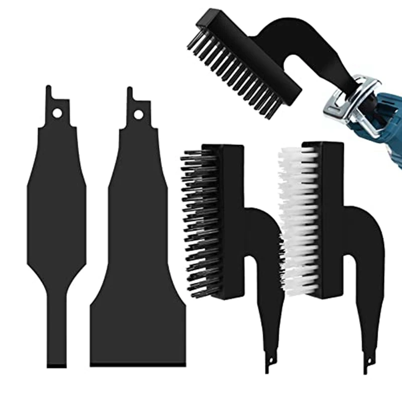 

4PCS Reciprocating Saw Scraper Blade Set, Black Reciprotools Attachments And Adapters For Reciprocating Saws