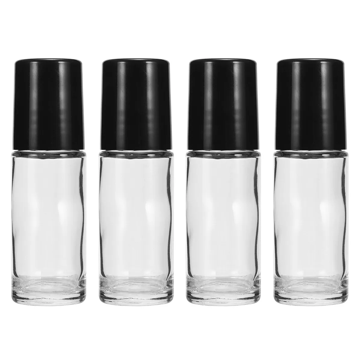 4Pcs Essential Oil Roller Bottles Leak Proof Portable Empty Refillable Subpackaging Bottle Sample Bottle 30Ml Black Transparent