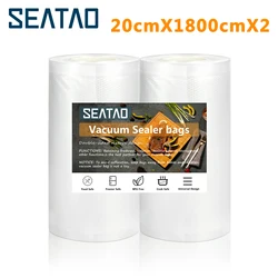 SEATAO 20/28 cmx1800cm * 2 sacchetti di stoccaggio per sacchetti sottovuoto per alimenti da cucina per rotoli di imballaggio sottovuoto sacchetti sottovuoto per alimenti freschi