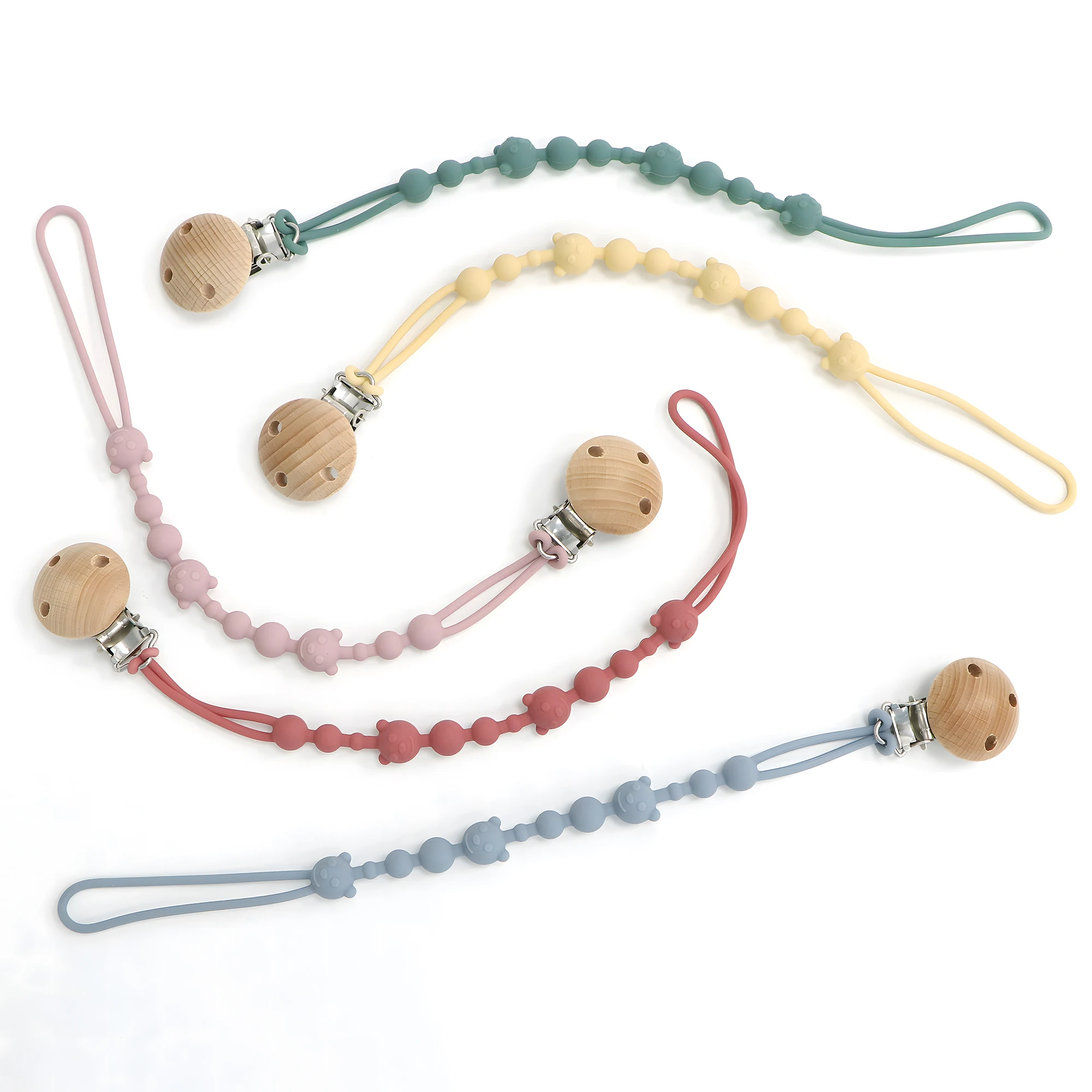 Soothing Pacifier Anti-chain Baby Stroller Teether Anti-loss Chain Baby Silicone Pacifier Clip Toy Biting Glue Lanyard