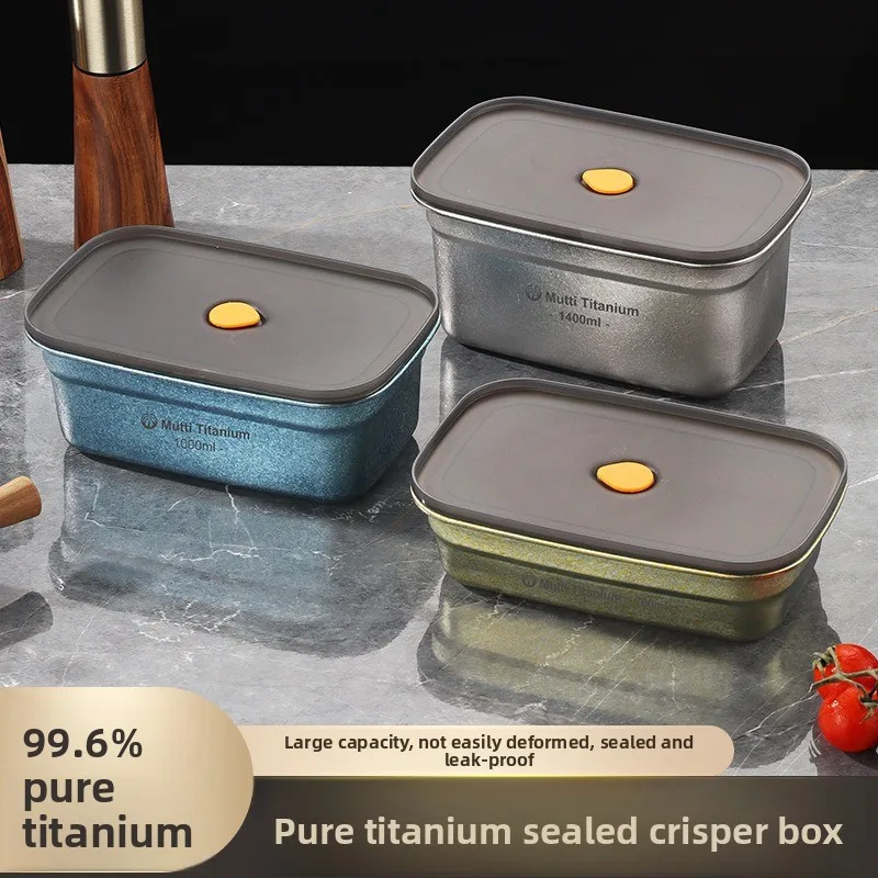 2026 Food‑grade Pure Titanium Sealed Food Storage Box With Lid Lunch Container For Fridge Household
