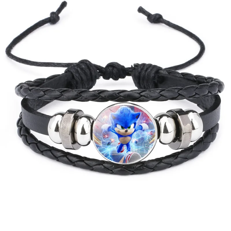 Sonics pulseira fofa de desenho animado, periféricos derivados de anime, meninos, meninas, pulseiras de tecelagem, joias da moda, presentes de festa de aniversário