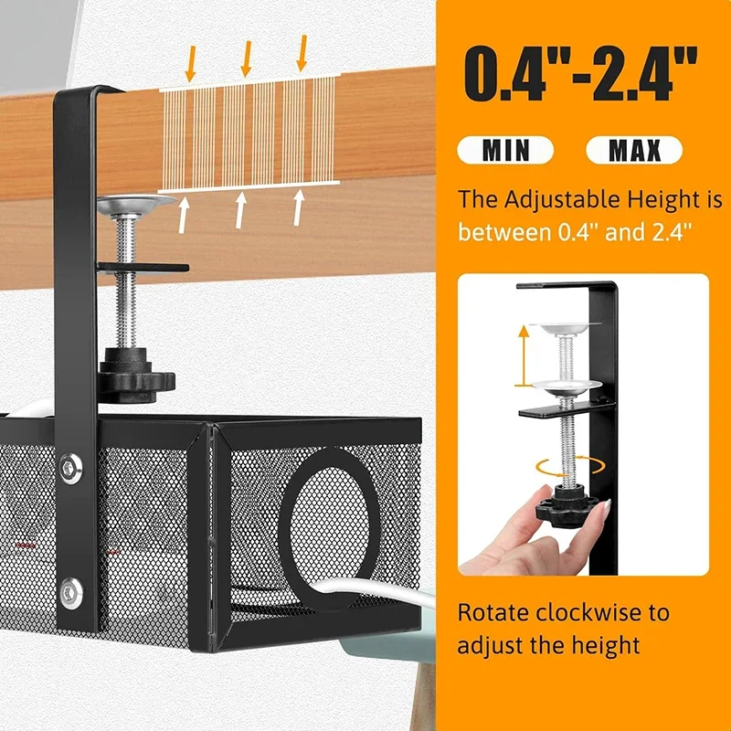 Cable Management Under Desk No Drill Desk Cable Management Box for Office Home No Damage to Desk