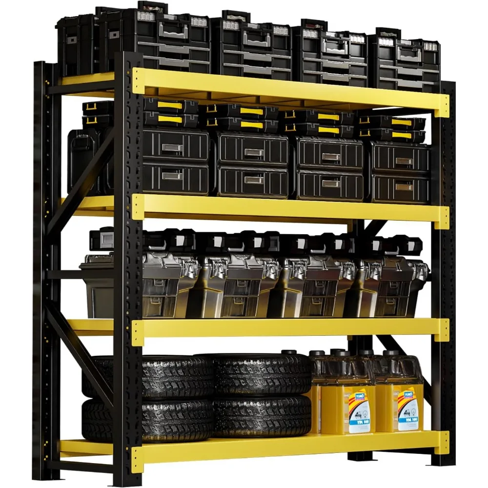

3000LBS Heavy-Duty Garage Shelving, 31.5" W Metal Shelves, 4-Tier Adjustable Garage Shelving Units, Storage Racks for Warehouse,