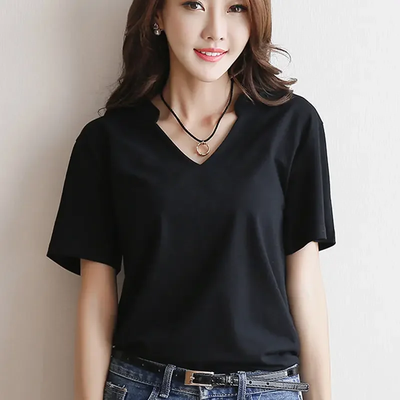 T Shirt for Women Short Sleeve Cotton Summer Outfit Plain Tops Woman Japanese Vintage Clothes Clearance One Pieces Sale Y2k Emo