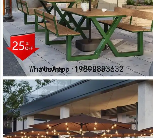 X8 Hotel Scenic Outdoor Square Leisure Table and Chair Combination Cafe Restaurant Umbrella One-piece Dining Table and Chair