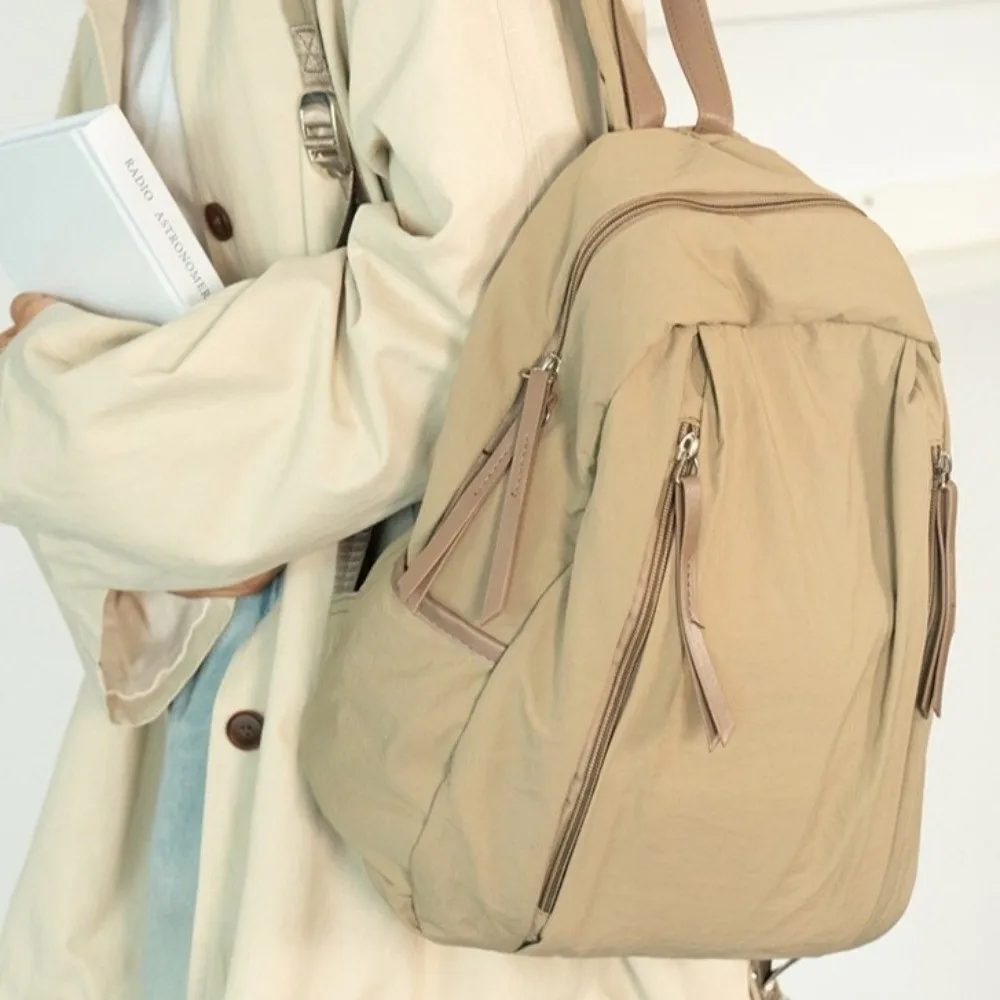 Простой однотонный дорожный рюкзак с несколькими карманами, универсальный нейлоновый рюкзак в корейском стиле, большая вместительная студенческая школьная сумка для улицы