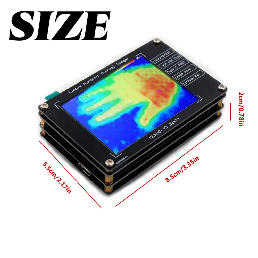 MLX90640 Инфракрасные датчики температуры Легкий 2,8-дюймовый инфракрасный термограф Камера USB-зарядка для строительной среды