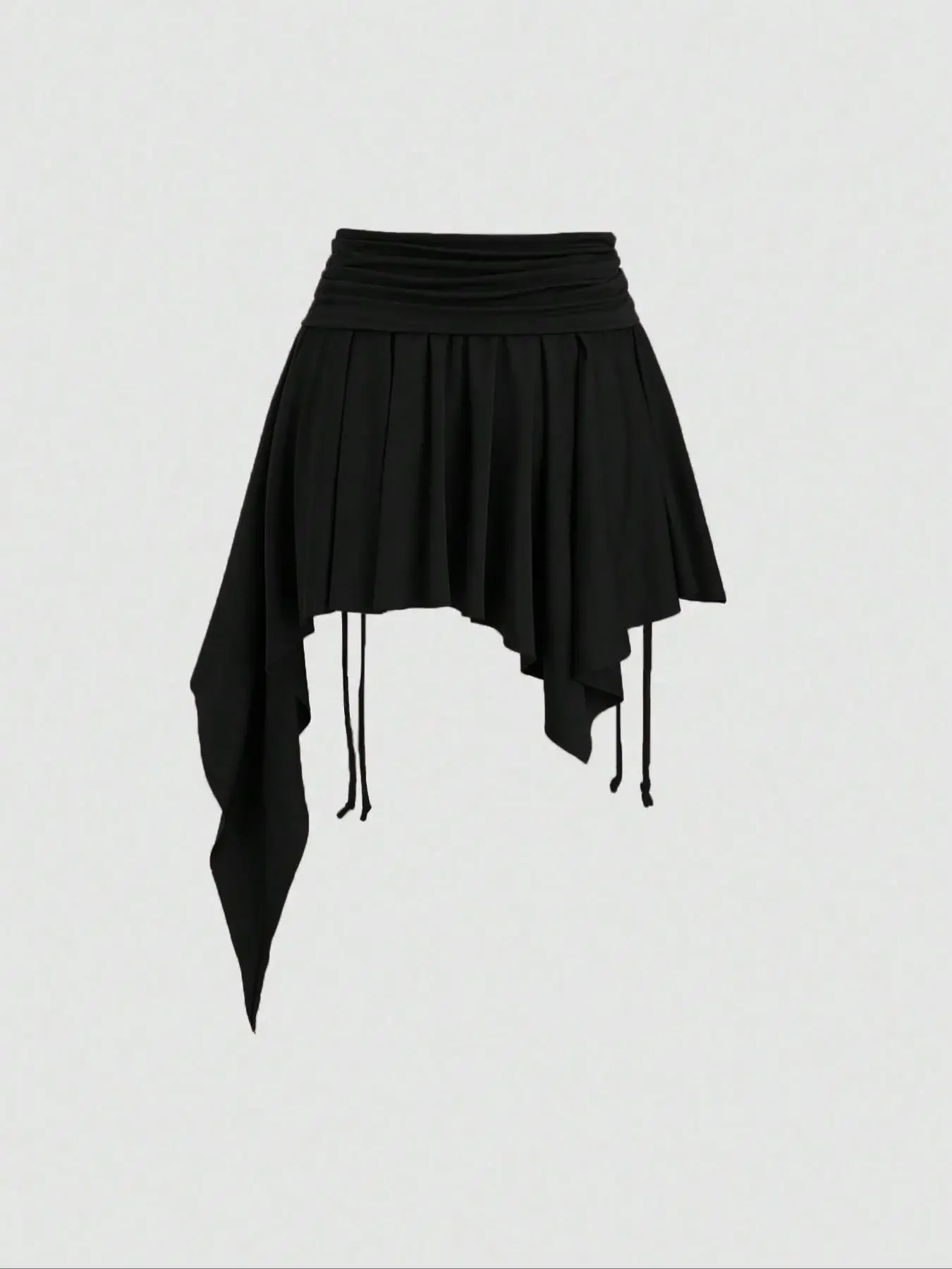 Irregular Hem Adjustable Drawstring High Waist Short Skirt, Fashion Side Ruched Skirt, Sweet & Edgy Street Style, Bottom